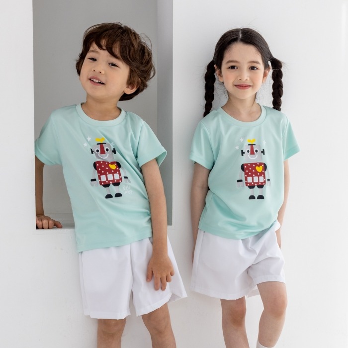 어린이집 유치원 단체 반팔 캠프티 티셔츠 로봇 10장 민트