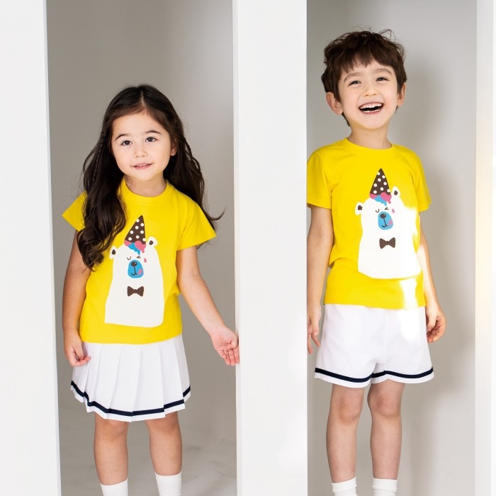 어린이집 유치원 단체 반팔 캠프티 티셔츠 아이스베어 옐로우 10장