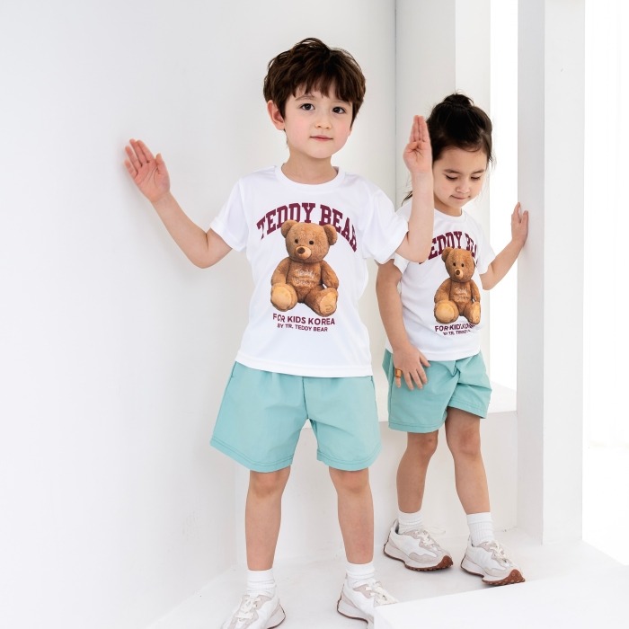 유치원 어린이집 원복 활동복 하복 티셔츠 테디베어 화이트