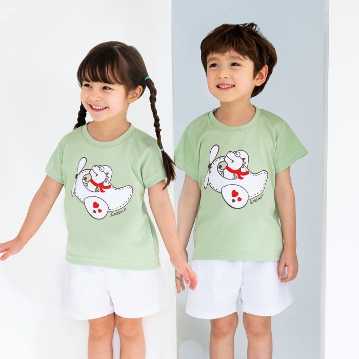 어린이집 유치원 단체 반팔 캠프티 티셔츠 공룡비행기 옐로우그린 10장