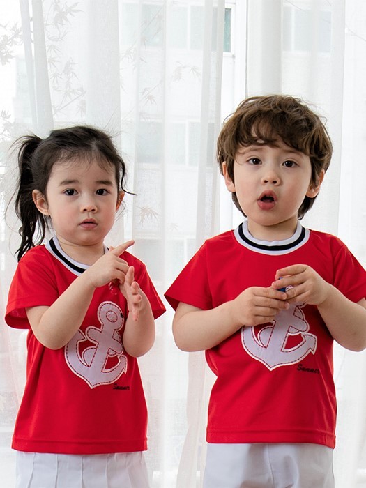 어린이집 유치원 단체 반팔 캠프티 티셔츠 바다 레드 10장