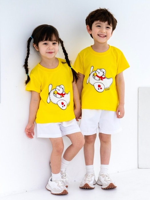 어린이집 유치원 단체 반팔 캠프티 티셔츠 공룡비행기 옐로우 10장