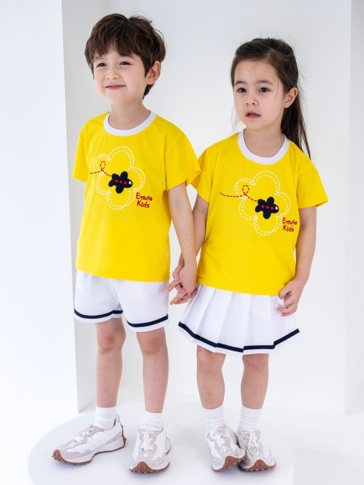 어린이집 유치원 단체 반팔 캠프티 티셔츠 비행기 옐로우 10장